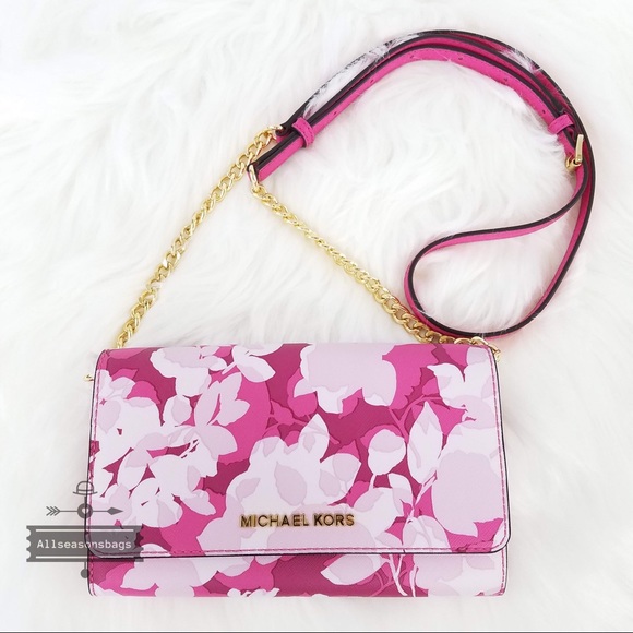 NWT Michael Kors Jet set granita pink crossbody - Picture 2 of 8